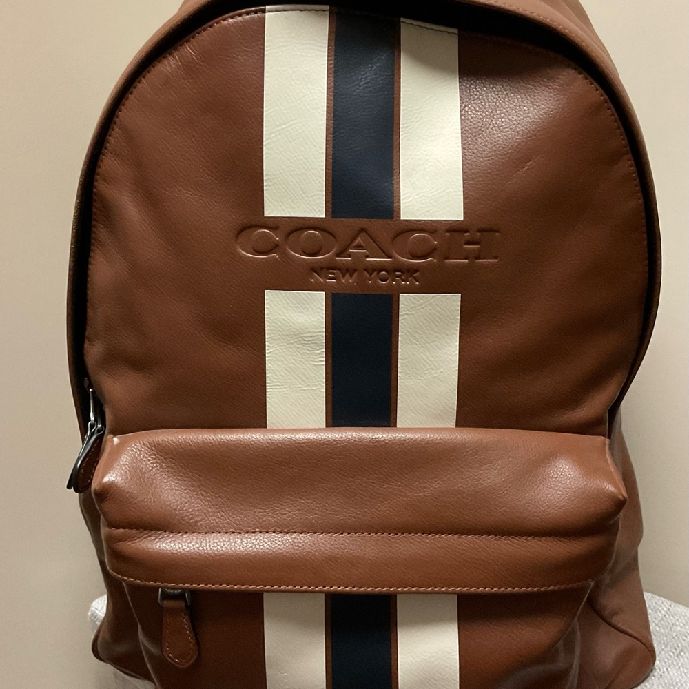 Coach Charles Varsity striped leather Backpack!